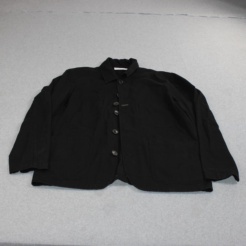 Universal Works Jacket Men XL Black Canvas Chore Coat Field Workwear Heritage